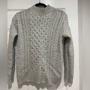 Banana Republic Women's Gray Cable Knit Turtleneck Sweater